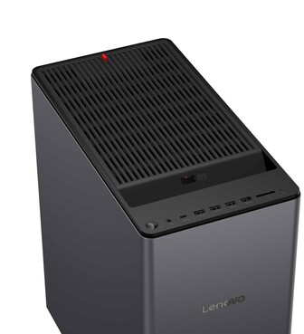 O Lenovo ThinkCentre X também possui uma quantidade saudável de E/S frontal. (Fonte da imagem: Lenovo)