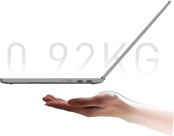 O MiniBook X vem apenas com duas portas USB-C e um conector de áudio de 3,5 mm para I/Os (Fonte da imagem: Chuwi)
