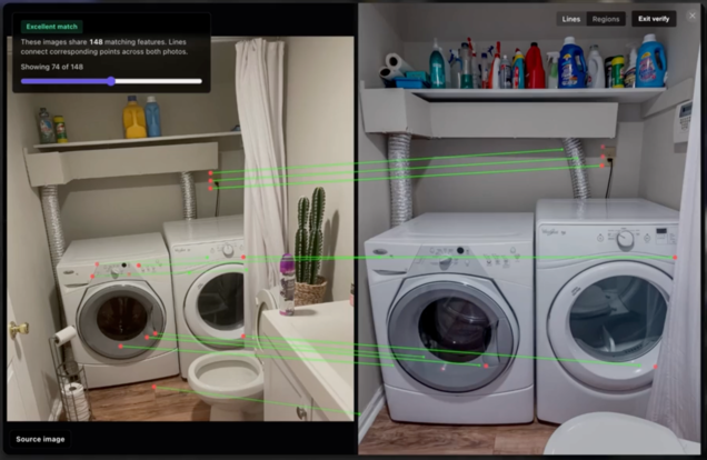 Demonstração do Raven AI. A ferramenta associa fotos de interiores a anúncios de imóveis online.