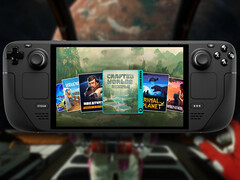O Crafted Worlds Bundle expirará em 10 de fevereiro. Na foto: Steam Deck com a imagem da capa do pacote. (Fonte da imagem: Steam - editado)