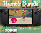 Todos os jogos da coleção Serenity Forge podem ser adquiridos por um pagamento mínimo de US$ 12. Na foto: Steam Deck executando Smile For Me. (Fonte da imagem: Humble Bundle e Steam - editado)