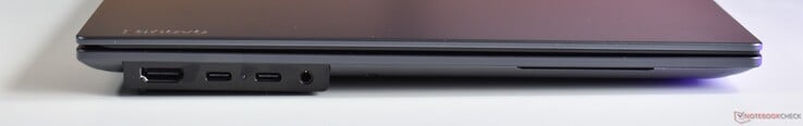 à esquerda: HDMI, 2x Thunderbolt 4, áudio de 3,5 mm