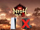 Logotipo de Nioh 3 mostrado acima dos consoles PS5 e Xbox