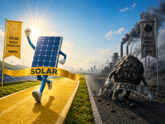 Em maio de 2026, a energia solar foi responsável por 12,8% da eletricidade dos EUA, em comparação com os 12,2% do carvão.
