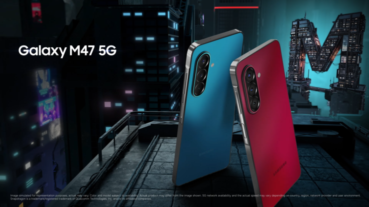 O M47 5G da Galaxy está disponível em duas opções de cor.