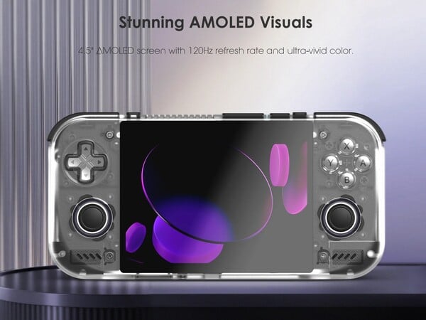 O Retroid Pocket Nova possui uma tela AMOLED de 120 Hz no formato 4:3.