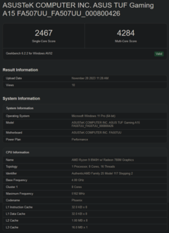 Listagem do Geekbench do Ryzen 9 8940H (imagem via Geekbench)