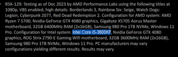 AMD Ryzen 7 5700 vs Intel Core i5-14000F (imagem via AMD)