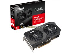 A ASUS supostamente não apresentará novos designs de cooler para suas placas RX 7600. (Fonte: ASUS/VideoCardz)