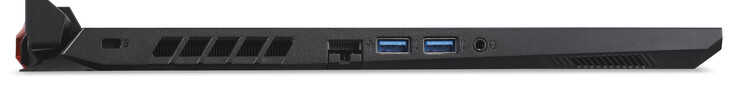 Lado esquerdo: Slot para uma trava de cabo, Gigabit Ethernet, 2x USB 3.2 Gen 1 (Tipo A), combinação de áudio