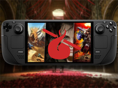 Steam Deck com a capa do pacote e o logotipo do Humble Bundle