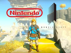 Link mostrado no jogo Zelda sob os logotipos da Nintendo e da Monolith Soft (Fonte da imagem: Nintendo, Monolith Soft com edições)