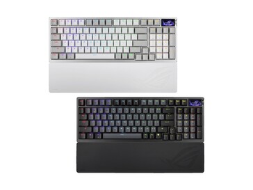 O ROG Azoth 96 HE virá nas cores branca e preta com um apoio de pulso removível. (Fonte da imagem: Asus)