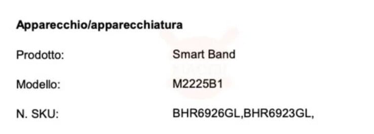 A suposta Declaração de Conformidade para a Redmi Band 2 na Itália. (Fonte da imagem: XiaomiToday)