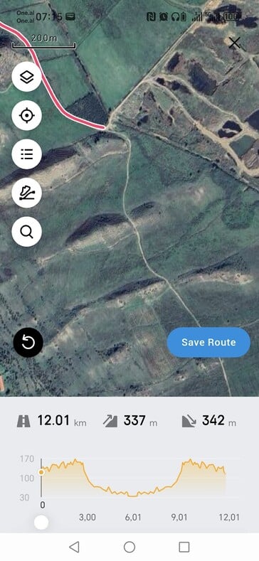 Uma captura de tela do recurso Amazfit Route Planning no aplicativo Zepp. (Fonte da imagem: Notebookcheck)