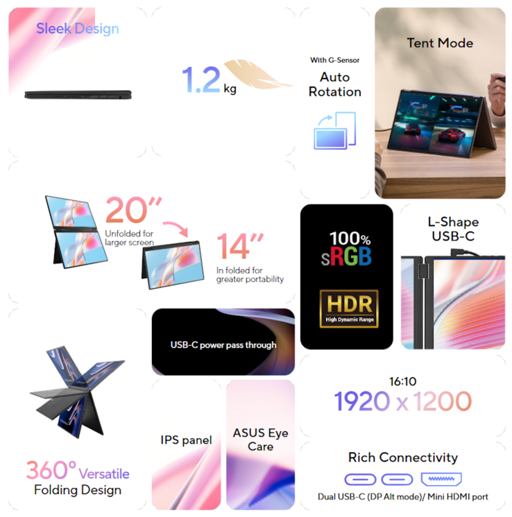 Visão geral dos recursos do Asus ZenScreen Duo