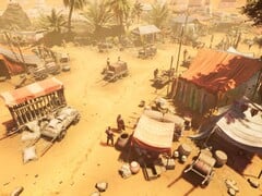 Uma imagem que mostra um acampamento militar no jogo “Expeditions: Rome”.