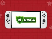 Nintendo Switch OLED exibindo o logotipo da DMCA