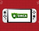 Nintendo Switch OLED exibindo o logotipo da DMCA