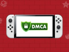 Nintendo Switch OLED exibindo o logotipo da DMCA