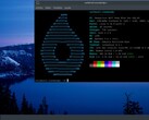 Área de trabalho do OmegaLinux 2026.02.21 com janela de terminal mostrando a nova versão básica do Arch Linux