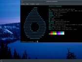Área de trabalho do OmegaLinux 2026.02.21 com janela de terminal mostrando a nova versão básica do Arch Linux