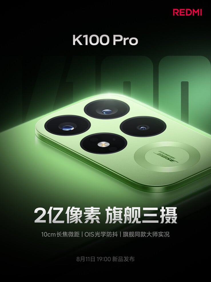 O Redmi K100 Pro possui uma câmera principal de 200 MP com OIS.