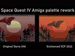 Uma captura de tela comparando as ofertas originais do Space Quest da Sierra com as portas aprimoradas do SCP 2025 graças a um retrabalho de paleta (fonte da imagem: annouk33)