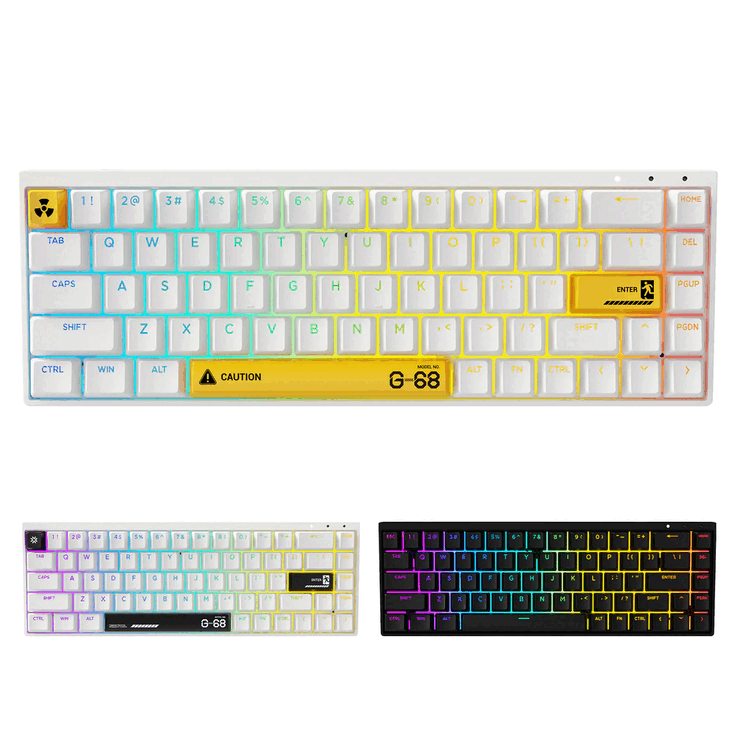 O teclado magnético Syntech Chronos 68 Rapid Trigger vem nas cores preto, amarelo e branco (Fonte da imagem: Syntech)