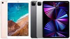 O Mi Pad 4 Plus (L) foi lançado por Xiaomi em 2018, enquanto Apple atualizou seu iPad Pro (R) em 2021. (Fonte da imagem: Xiaomi/Apple)