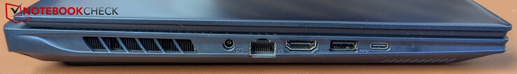 Esquerda: alimentação, LAN, HDMI 2.1, USB-A 3.2 Gen 2, USB-C com Thunderbolt 5 (PD 3.0, DP 2.1, USB 4)