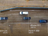 Teste de reboque Cybertruck vs Ford F-350 vs Rivian R1T (imagem: Tesla)