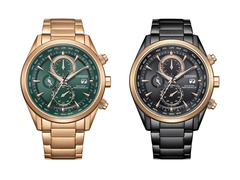 Da esquerda para a direita: Citizen Eco-Drive AT8263-87X e AT8268-83E, ambos fotografados em um fundo branco. (Fonte da imagem: @plus9time no Instagram)