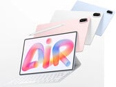 O MatePad Air 2026 tem preço inicial de €799 na UE. Na foto: uma imagem promocional mostrando diferentes cores e o acessório de teclado.