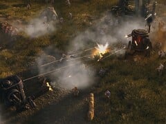 Uma imagem mostrando vários mechs em Iron Harvest, atualmente à venda no Steam.