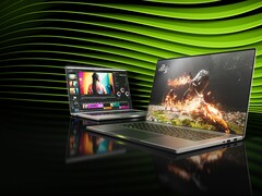 Imagem promocional de laptops com GPUs da série RTX 50. (Fonte da imagem: Nvidia)