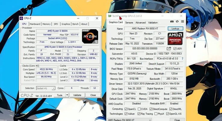 Sistema de teste com Ryzen 5 5600X e Radeon RX 6650 XT para benchmarks do emulador do PS5