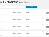 Listagens do Samsung SM-G525F Geekbench (Fonte: Geekbench Browser)