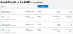 Listagens do Samsung SM-G525F Geekbench (Fonte: Geekbench Browser)