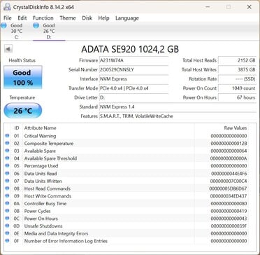 O ADATA SE920 é compatível com PCIe 4.0 x4