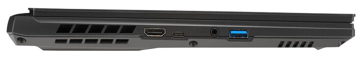 À esquerda: HDMI 2.1, USB 3.2 Gen 1 (USB-C; DisplayPort), conector de áudio combinado, USB 3.2 Gen 1 (USB A)