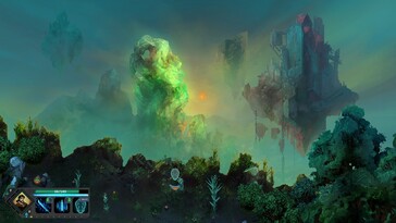 Uma imagem mostrando uma paisagem verde em Children of Morta.