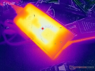 O adaptador CA pode atingir mais de 54 °C ao operar cargas exigentes