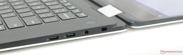 Right: 2x USB 3.1 Type-C, 3.5 mm combo audio, Noble Lock