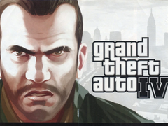 Uma imagem em close de Niko Belić junto com o logotipo do GTA IV (fonte da imagem: Rockstar Games)