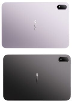 Oppo Pad Min nas cores Roxo Monet e Cinza Espacial