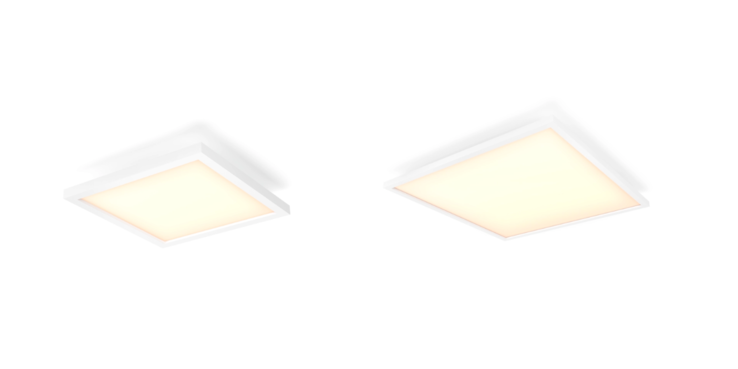 O painel Philips Hue Aurelle Sqaure, pequeno (esquerda) e Square, grande (direita). (Fonte da imagem: Philips Hue)