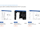 Uma captura de tela dos consoles PlayStation 5 Certified Refurbished da Sony no PlayStation Direct