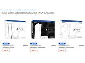 Uma captura de tela dos consoles PlayStation 5 Certified Refurbished da Sony no PlayStation Direct