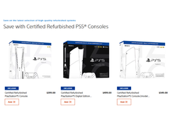 Uma captura de tela dos consoles PlayStation 5 Certified Refurbished da Sony no PlayStation Direct